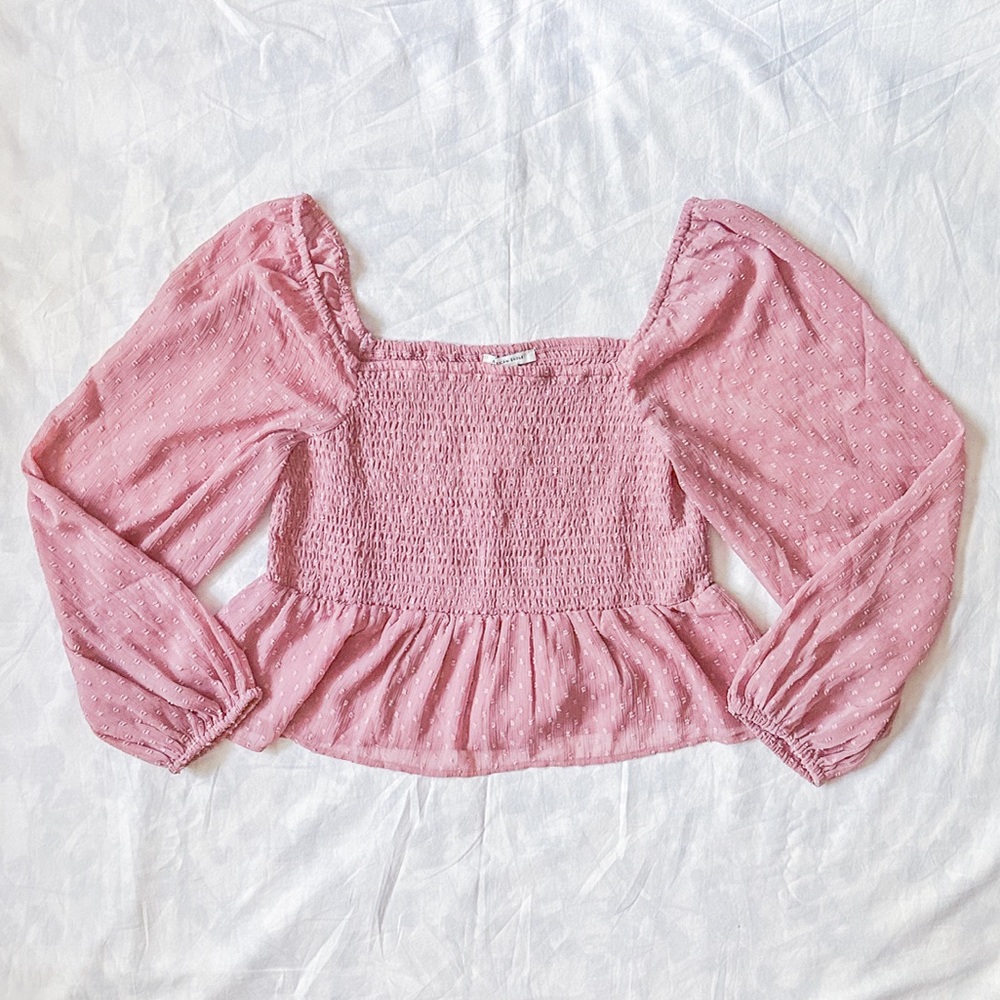 American Eagle Smocked Square Neck Blouse - BRAND NEW! (Size: L)